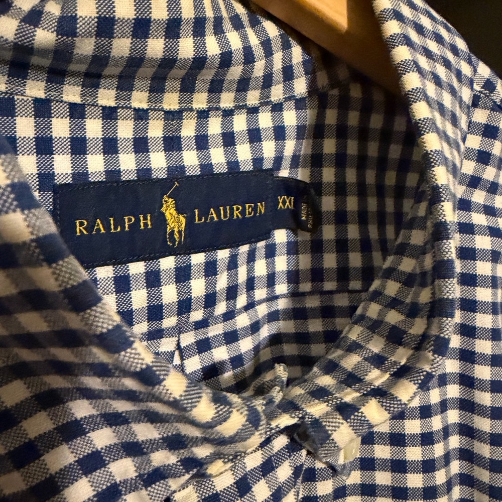 Ralph Lauren Blue and White Button-Down Shirt